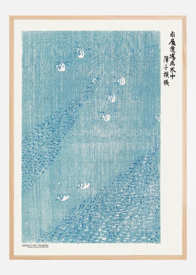 Woodblock Print Blue Poszter