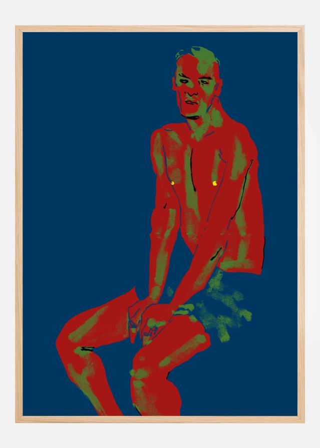 A Man Posing Blue Poszter