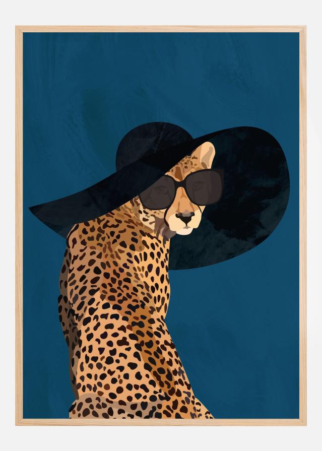 Fashionable Cheetah wearing a sunhat Poszter