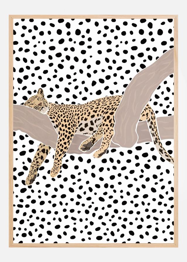 Leopard Sleeping Polkadots Poszter