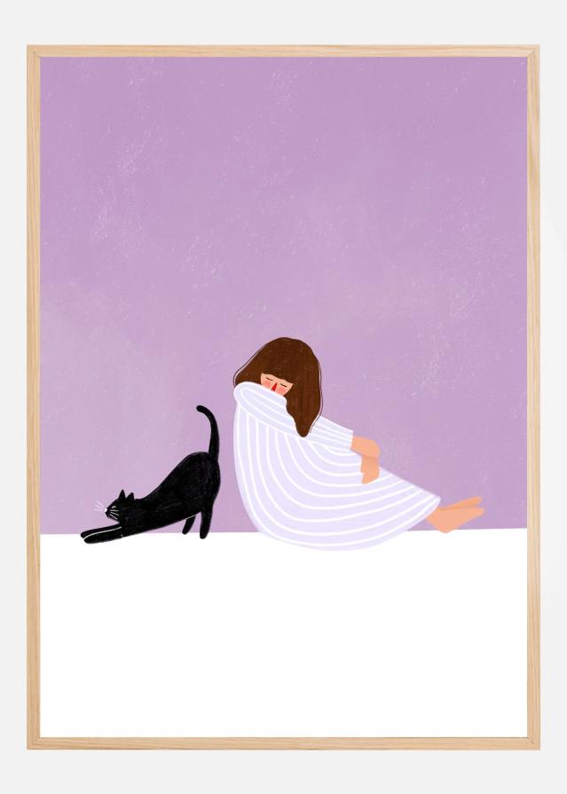 Girl and Cat Poszter
