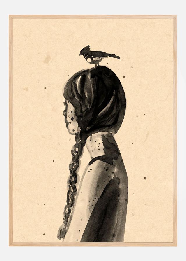 Girl with Bird Poszter