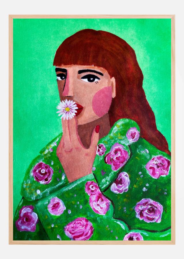 Woman Smoking a Flower Poszter