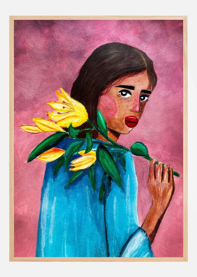 Woman With Lily Poszter