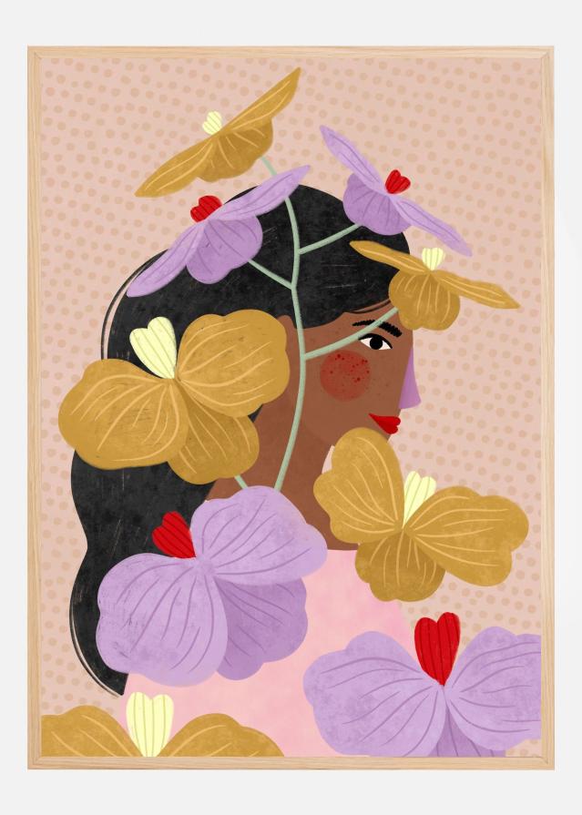 Hidden behind yellow purple flowers Poszter