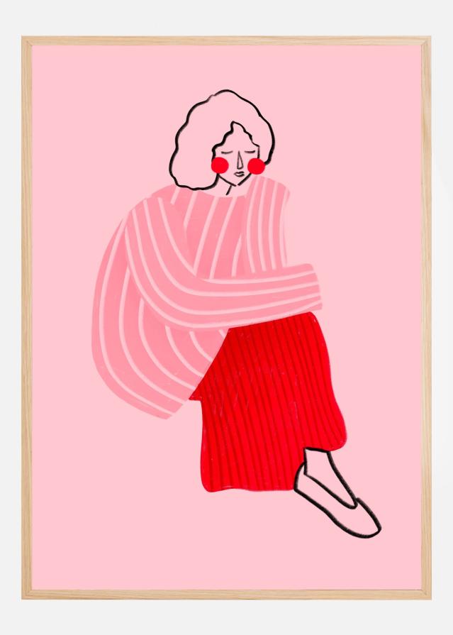 Pink and Red Line Lady Poszter