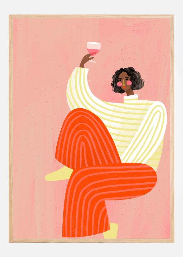 The Woman with the glass of wine Poszter