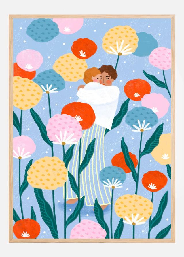 Mother and Child Amongst Flowers Poszter