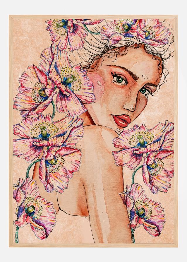 Woman wih Poppies Poszter