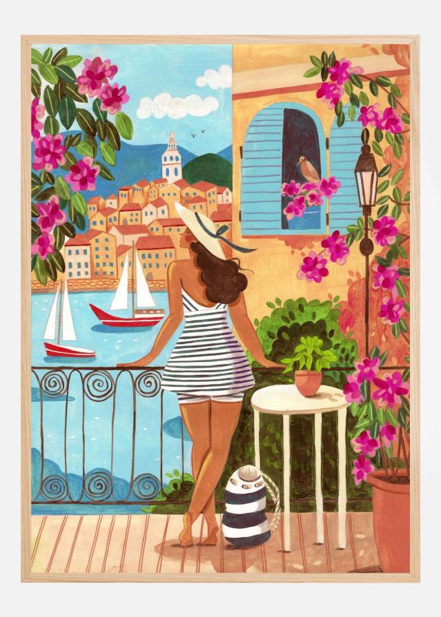 Travel woman in Saint-Tropez Poszter