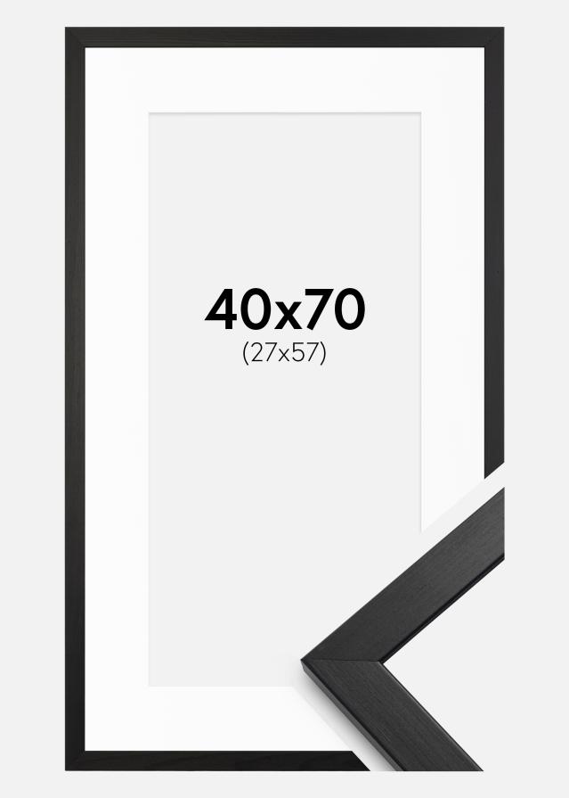 Keret Elegáns Fekete 40x70 cm - Paszpartu Fehér 28x58 cm
