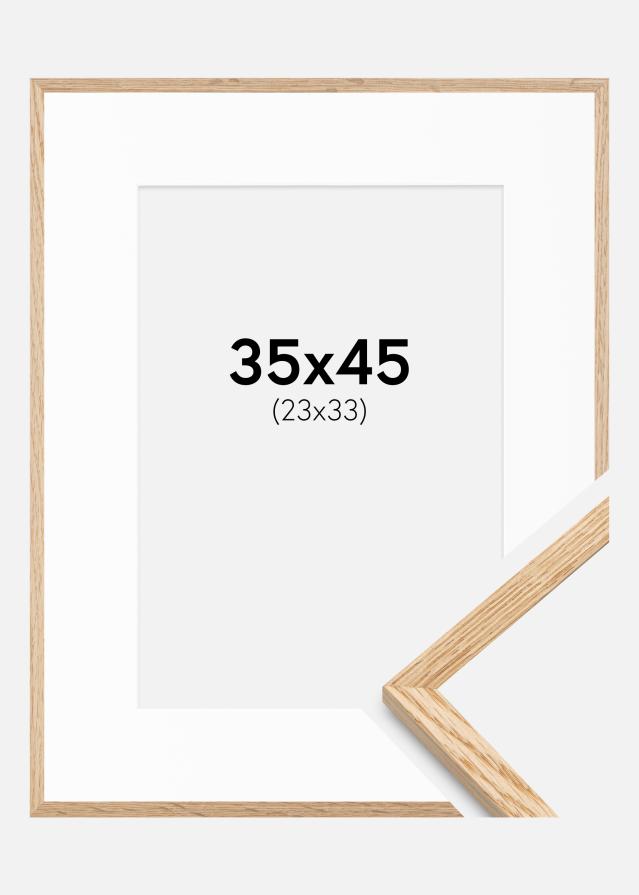 Keret Vékony Tölgy 35x45 cm - Paszpartu Fehér 24x34 cm