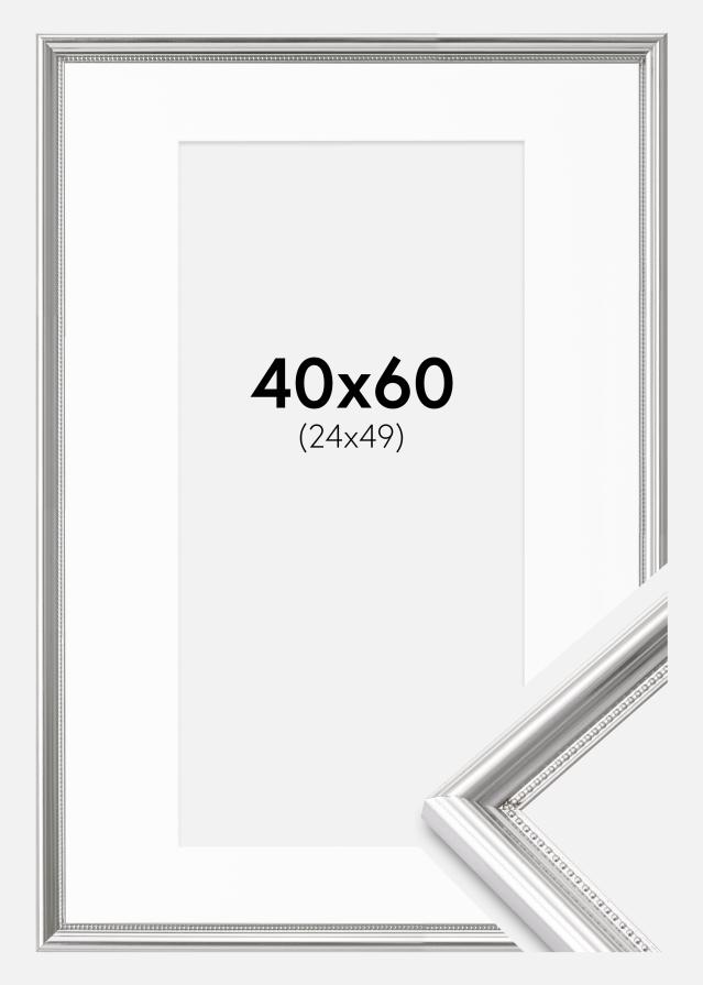 Keret Gala Ezüst 40x60 cm - Paszpartu Fehér 25x50 cm