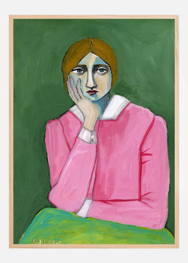 Vintage Lady in pink Poszter