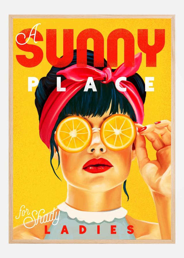 A Sunny Place For Shady Ladies Orange Pinup Art Poszter