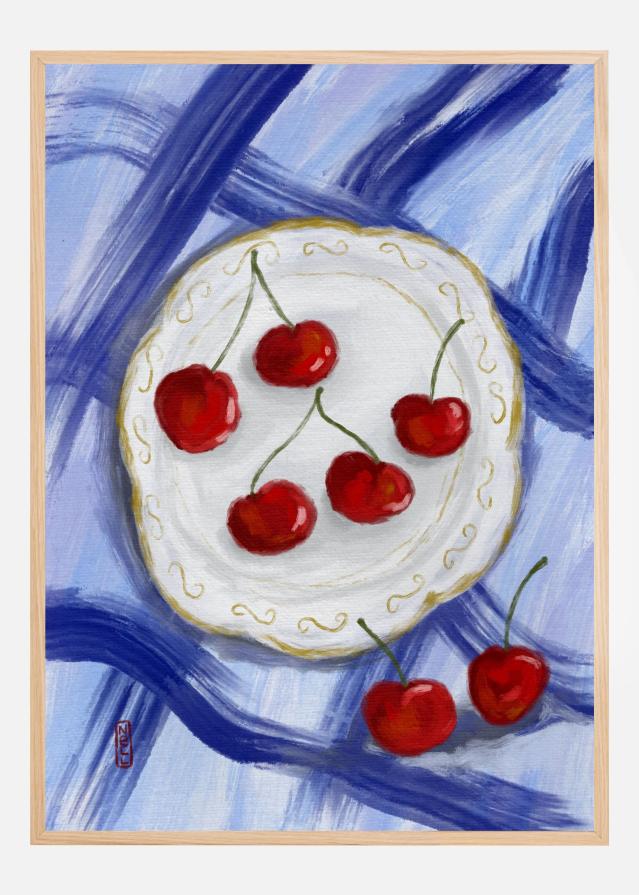 A Plate of Cherries Food Painting Poszter