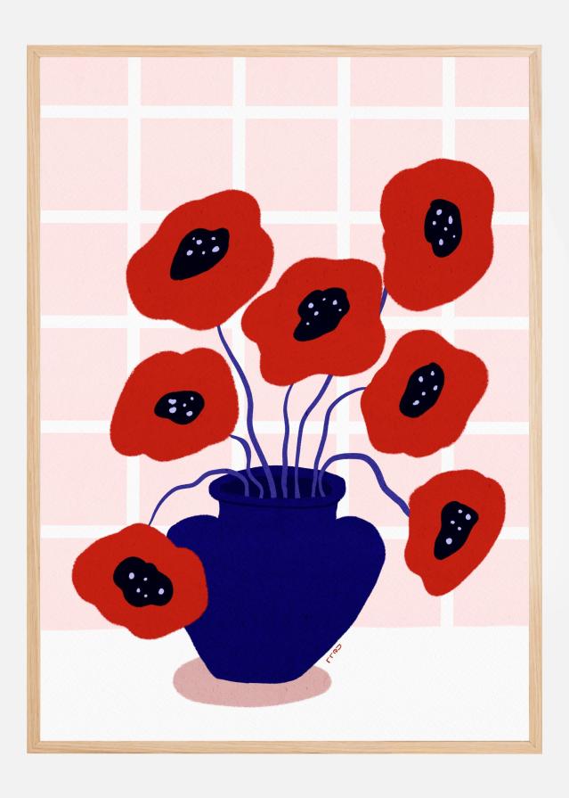Red Poppies In a Vase Poszter