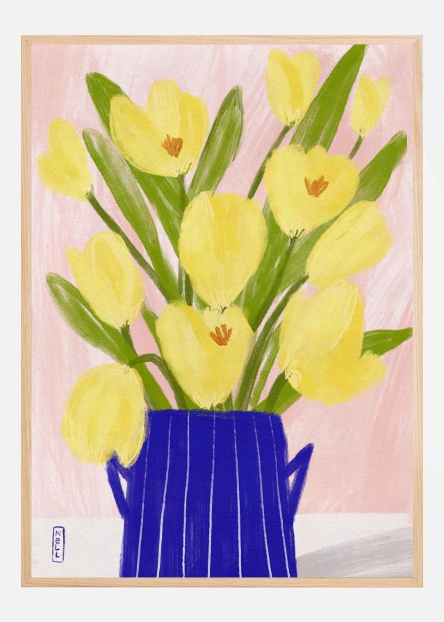 Yellow Tulips In a Vase Poszter