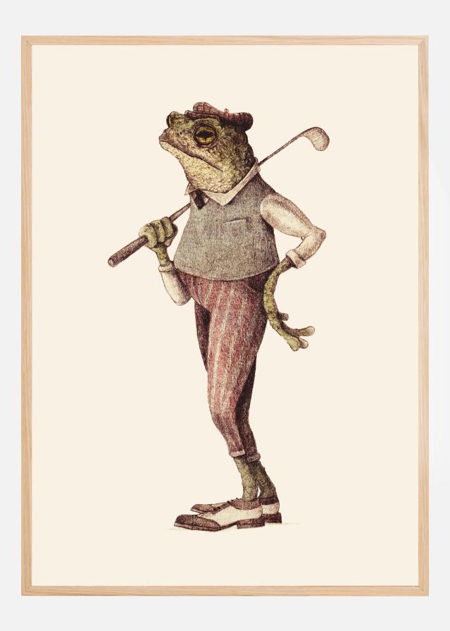 Frog In Vintage Golf Attire Poszter