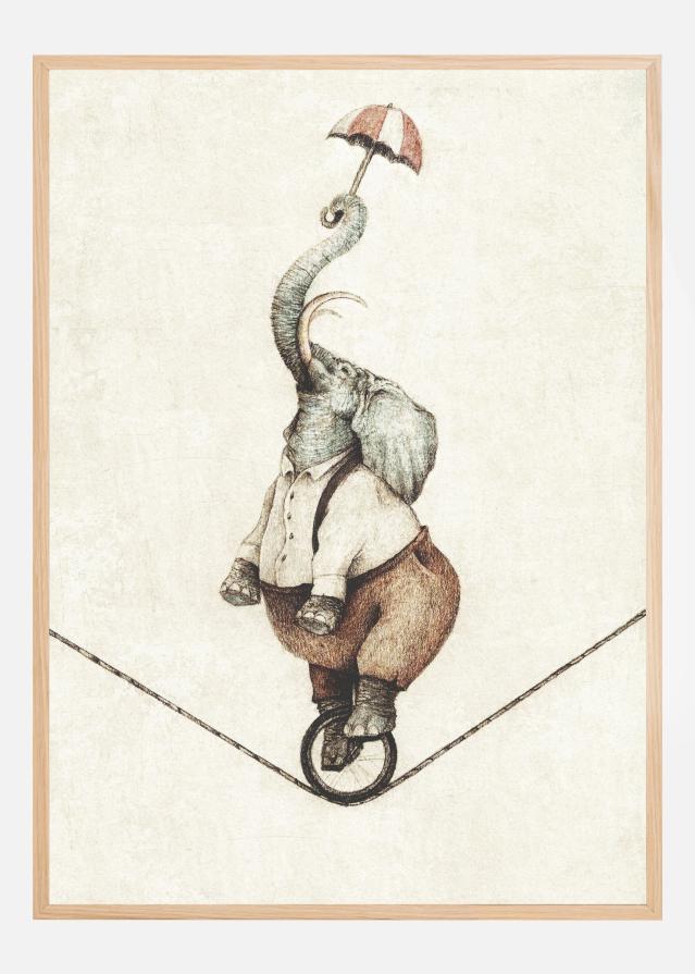 Unicycle While Holding An Umbrella Poszter