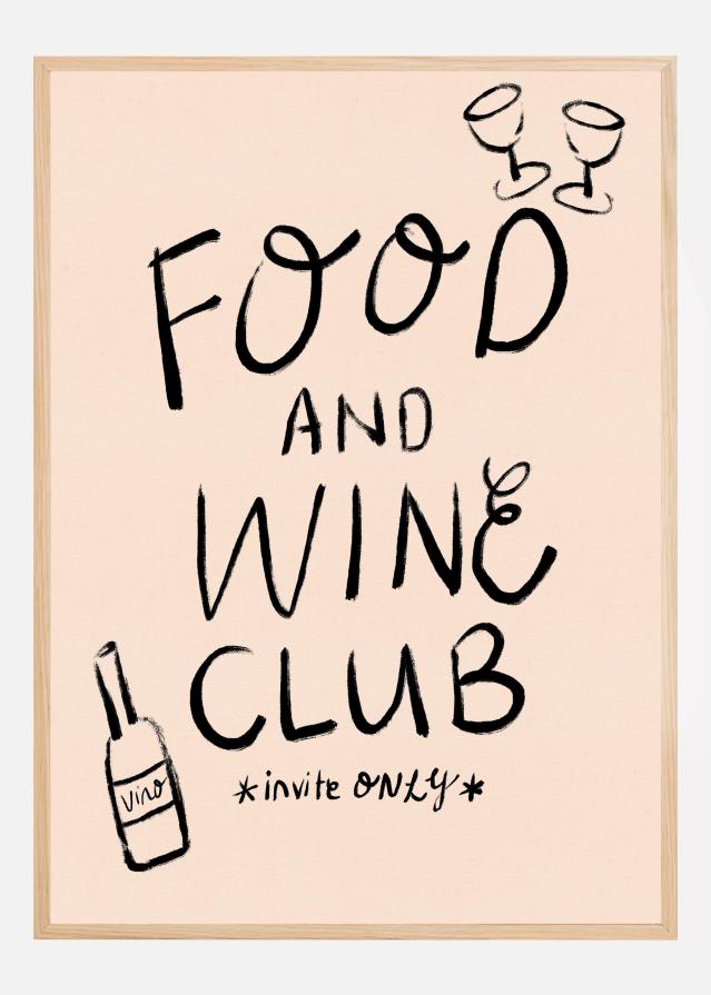 Food and Wine Club Typography Poszter