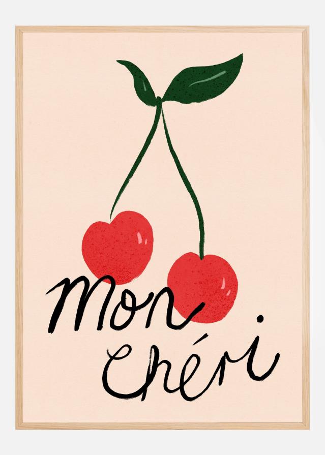 Mon Cheri Cherry Typography Poszter