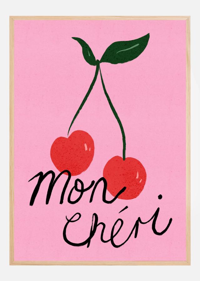 Mon Cheri Cherry Typography Purple Poszter