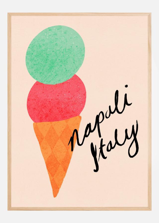 Napoli Italy Gelato Ice Cream Typography Poszter