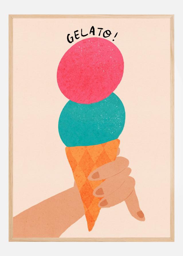 Gelato Strawberry and Bubblegum Italy Ice Cream Typography Poszter