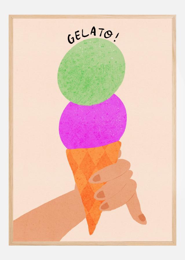 Gelato Blueberry and Mint Italy Ice Cream Typography Poszter