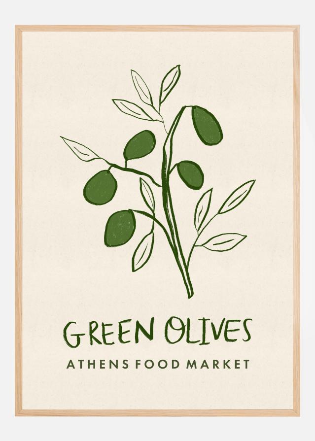 Green Olives Athens Food Market Greece Poszter