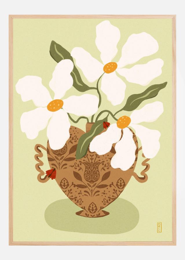 White flowers in a Greek Vase Poszter