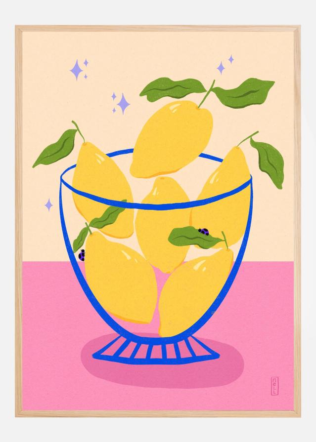 Lemons in a Bowl Retro Poszter