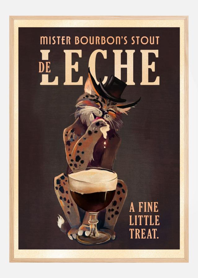 Bourbon De Leche Guinness Style Cat Art Poszter