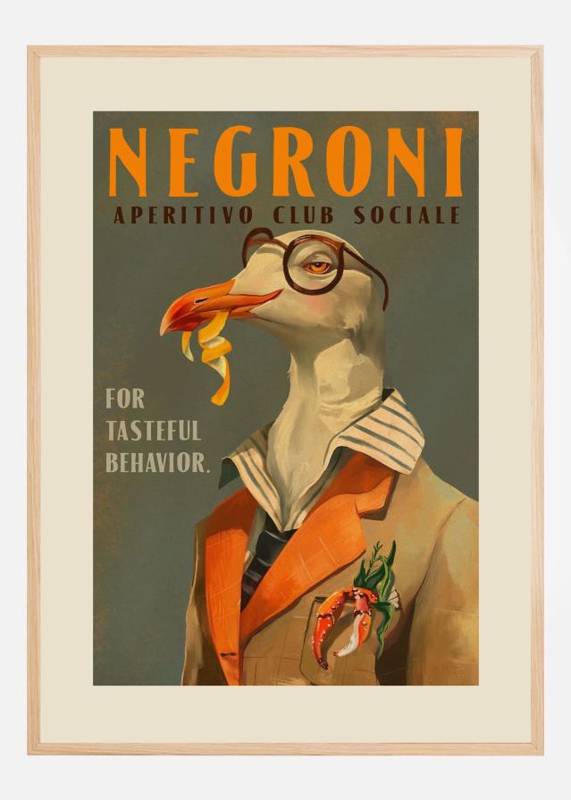 Vintage Art Deco Negroni Poster Of A Fancy Seagull Poszter