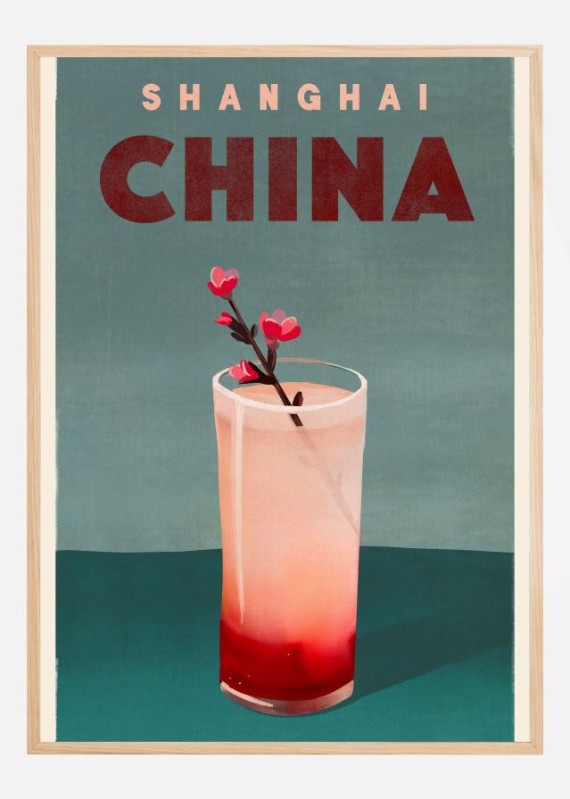 Travel Poster Cocktail Shanghai China Poszter