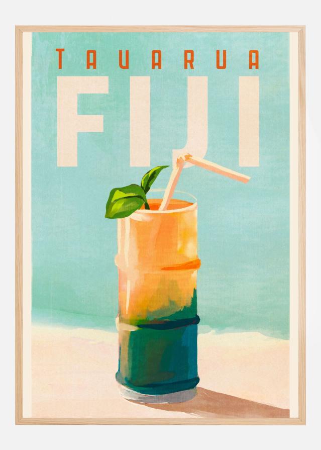 Tavarua Fiji Cocktail Poster Travel Art Poszter