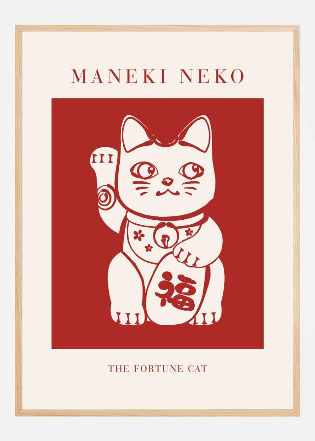 Maneki-Neko Cat Red Poszter
