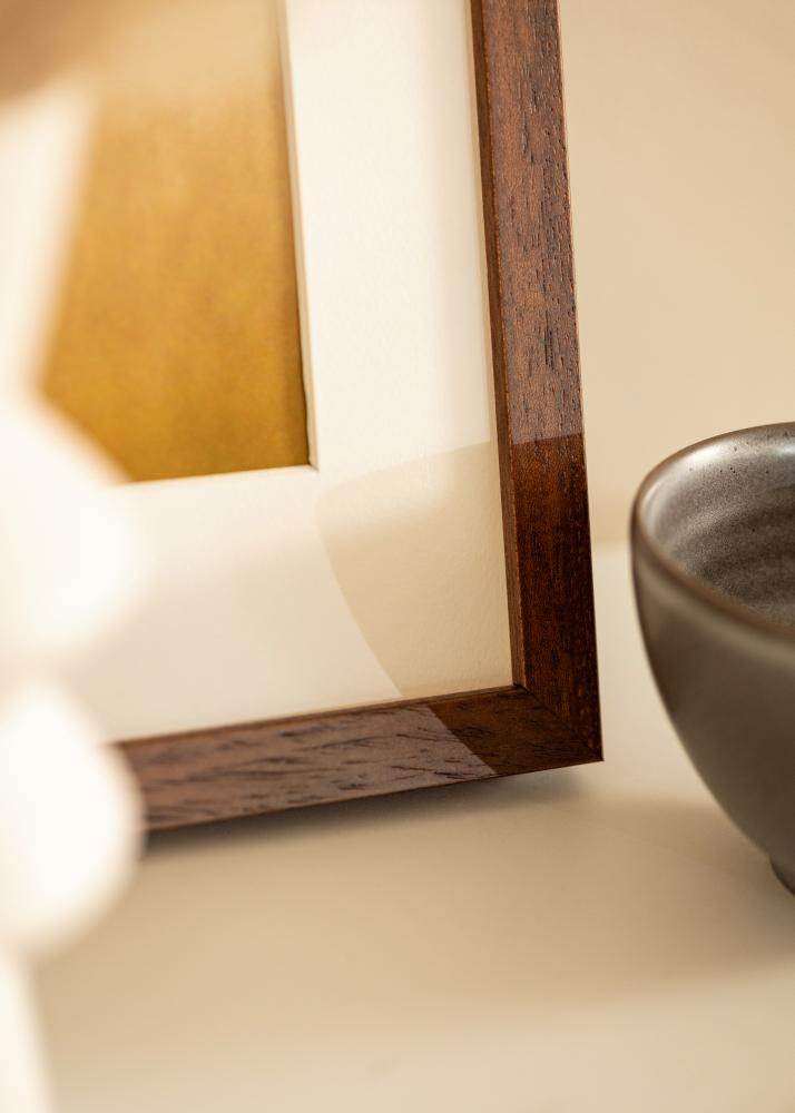 Keret Hermes Teak 40x50 cm - Paszpartuk Fehér 28x35 cm