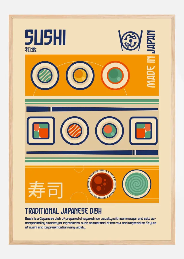 Sushi Japanese Food Print Poszter
