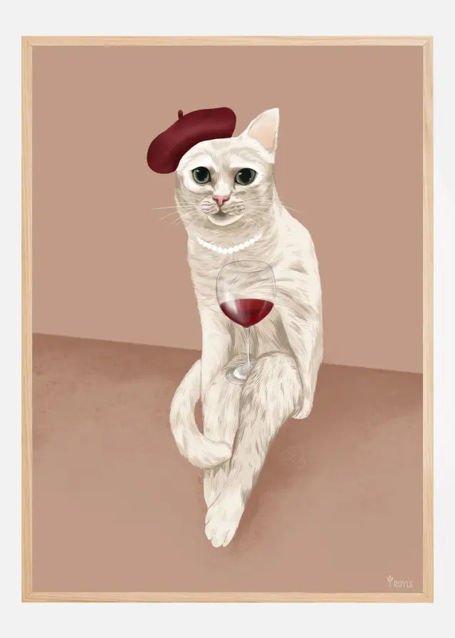 Classy Wine Cat Poszter
