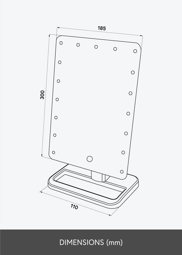KAILA Sminktükör Foot Fekete 18x30 cm