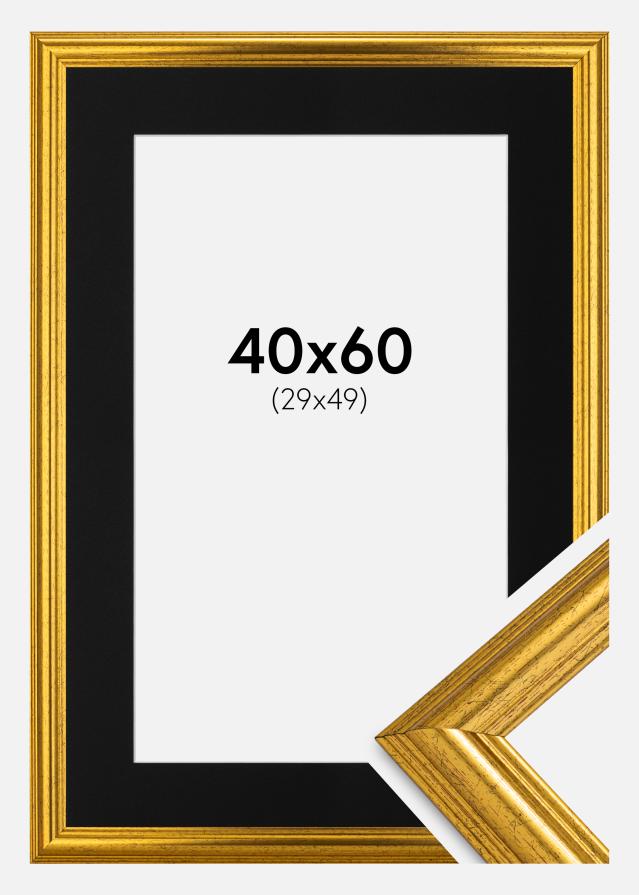 Keret Västkusten Arany 40x60 cm - Paszpartu Fekete 30x50 cm