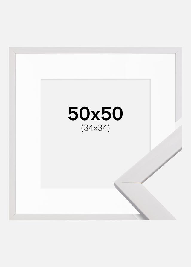 Keret Elegáns Fehér 50x50 cm - Paszpartu Fehér 35x35 cm