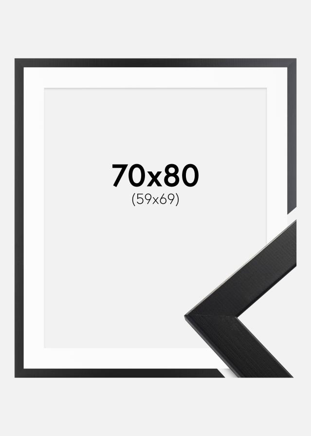 Keret Trendline Fekete 70x80 cm - Paszpartu Fehér 60x70 cm