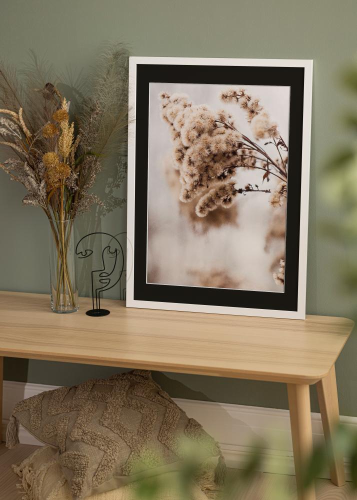 Keret White Wood 50x100 cm - Paszpartu Fekete 30x80 cm