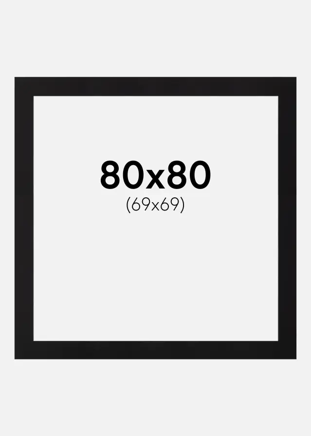 Paszpartu Fekete Standard Fehér él 80x80 cm (69x69)