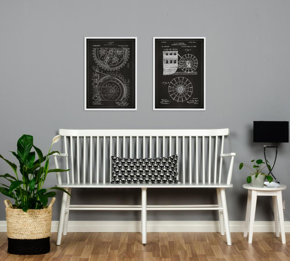 Szabadalmi rajz - Fogaskerék - Fekete Poszter