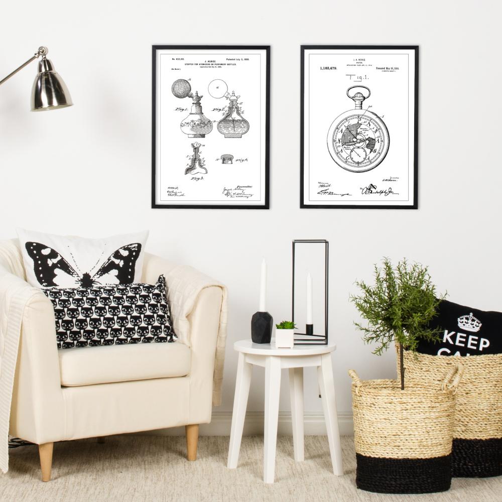 Szabadalmi rajz - Zsebóra - Fehér Poszter