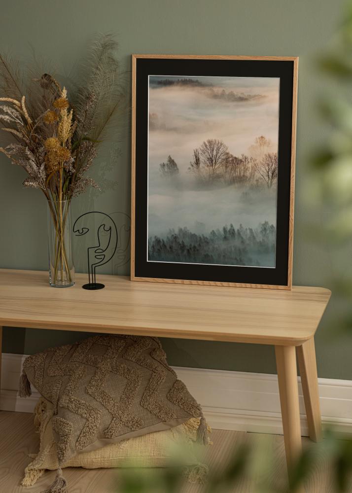 Keret Oslo Tölgy 30x40 cm - Paszpartu Fekete 18x27 cm